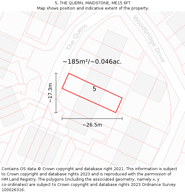 5, THE QUERN, MAIDSTONE, ME15 6FT: Plot and title map