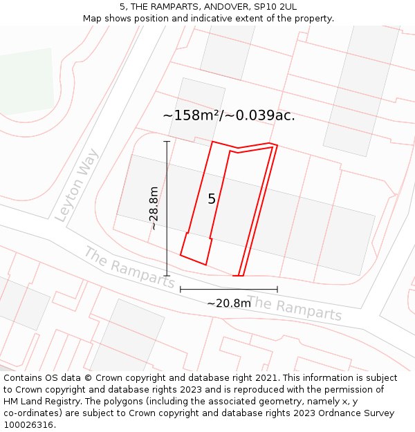 5, THE RAMPARTS, ANDOVER, SP10 2UL: Plot and title map