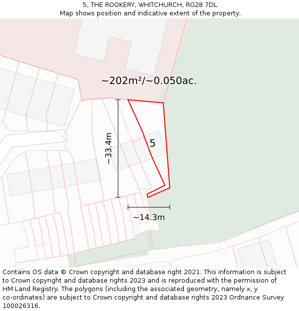 5, THE ROOKERY, WHITCHURCH, RG28 7DL: Plot and title map