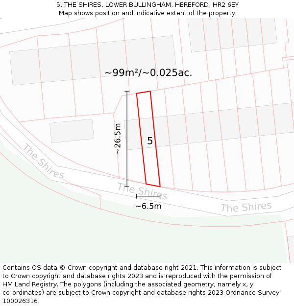 5, THE SHIRES, LOWER BULLINGHAM, HEREFORD, HR2 6EY: Plot and title map