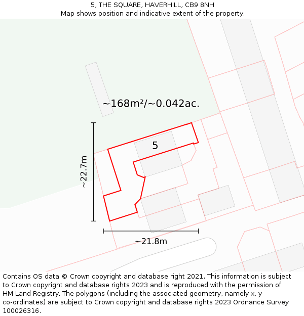 5, THE SQUARE, HAVERHILL, CB9 8NH: Plot and title map