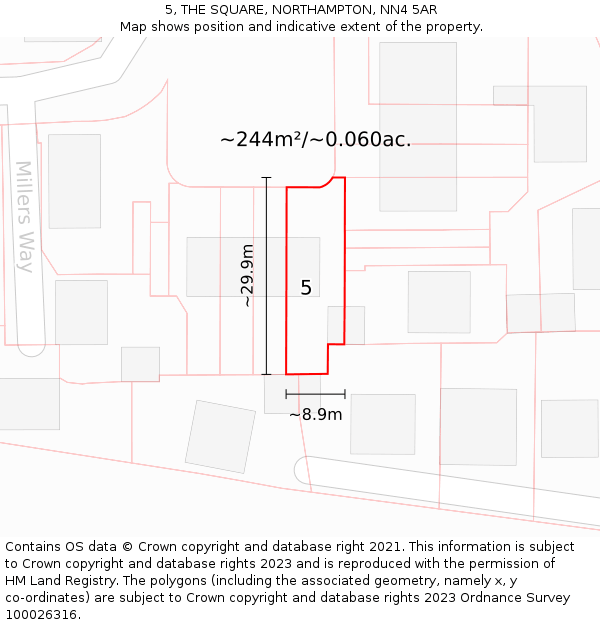 5, THE SQUARE, NORTHAMPTON, NN4 5AR: Plot and title map