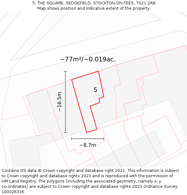 5, THE SQUARE, SEDGEFIELD, STOCKTON-ON-TEES, TS21 2AB: Plot and title map
