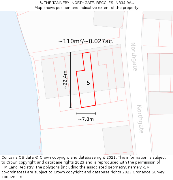 5, THE TANNERY, NORTHGATE, BECCLES, NR34 9AU: Plot and title map