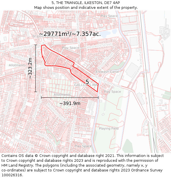 5, THE TRIANGLE, ILKESTON, DE7 4AP: Plot and title map