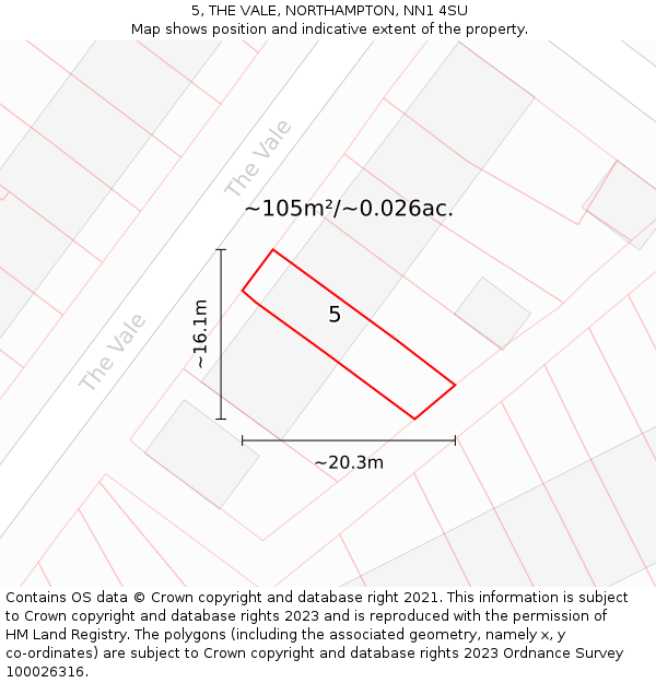5, THE VALE, NORTHAMPTON, NN1 4SU: Plot and title map