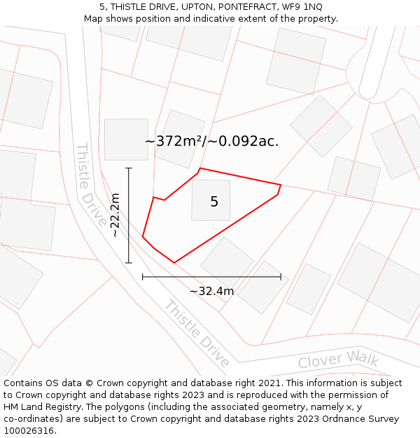 5, THISTLE DRIVE, UPTON, PONTEFRACT, WF9 1NQ: Plot and title map