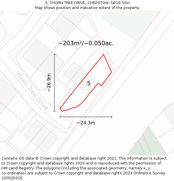 5, THORN TREE DRIVE, CHEPSTOW, NP16 5SH: Plot and title map