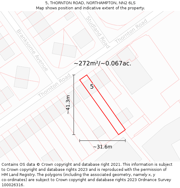 5, THORNTON ROAD, NORTHAMPTON, NN2 6LS: Plot and title map