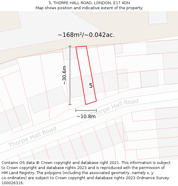 5, THORPE HALL ROAD, LONDON, E17 4DN: Plot and title map