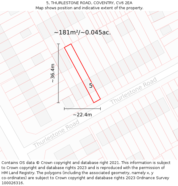5, THURLESTONE ROAD, COVENTRY, CV6 2EA: Plot and title map