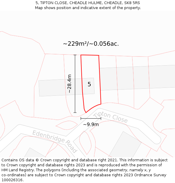 5, TIPTON CLOSE, CHEADLE HULME, CHEADLE, SK8 5RS: Plot and title map