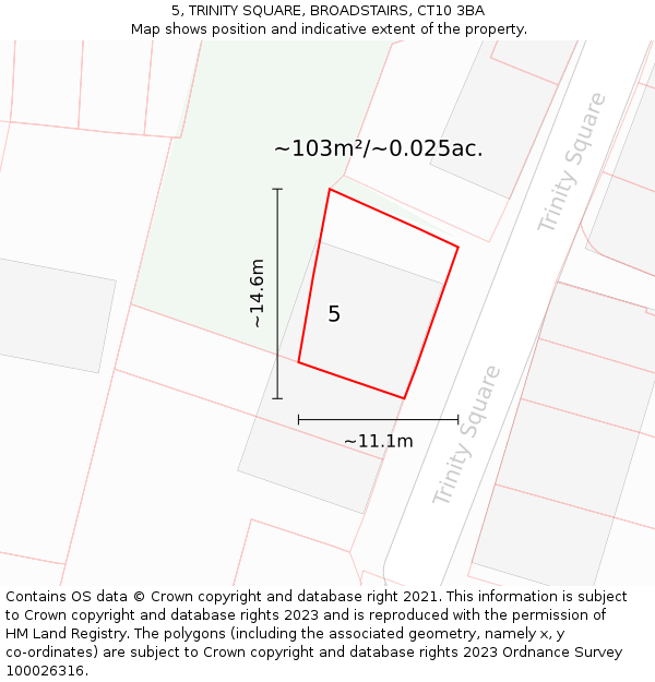 5, TRINITY SQUARE, BROADSTAIRS, CT10 3BA: Plot and title map