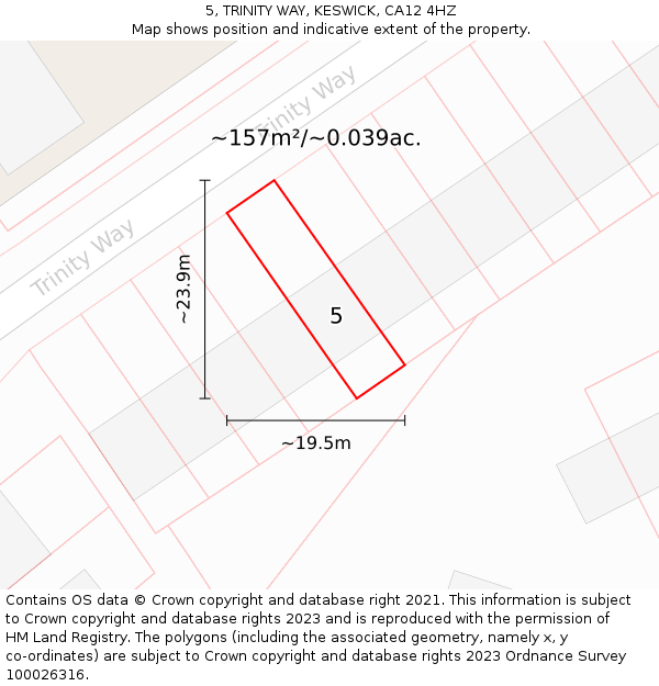 5, TRINITY WAY, KESWICK, CA12 4HZ: Plot and title map