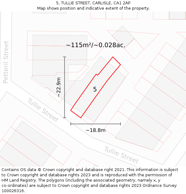 5, TULLIE STREET, CARLISLE, CA1 2AP: Plot and title map