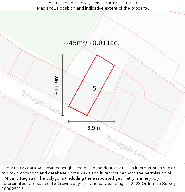 5, TURNAGAIN LANE, CANTERBURY, CT1 2ED: Plot and title map