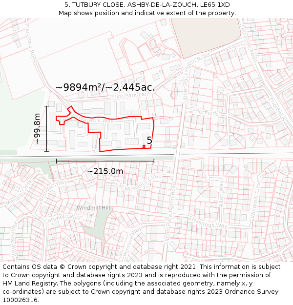 5, TUTBURY CLOSE, ASHBY-DE-LA-ZOUCH, LE65 1XD: Plot and title map