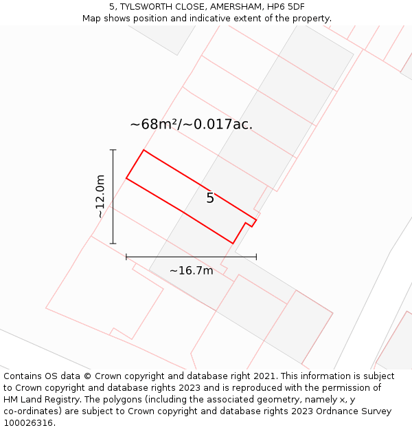 5, TYLSWORTH CLOSE, AMERSHAM, HP6 5DF: Plot and title map