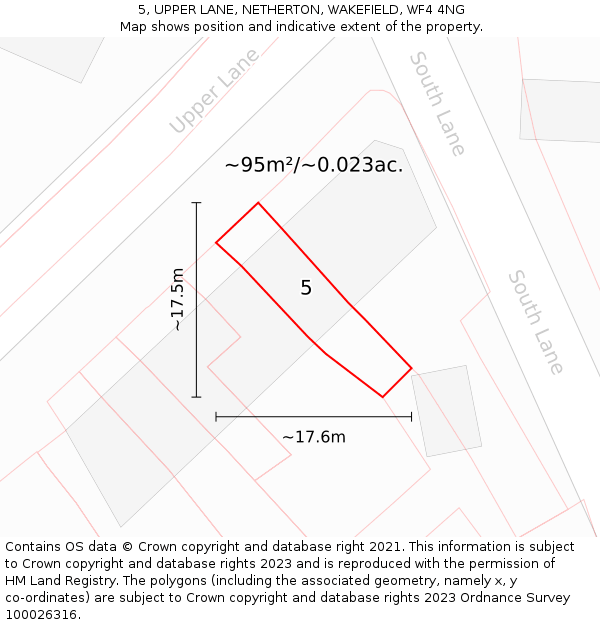 5, UPPER LANE, NETHERTON, WAKEFIELD, WF4 4NG: Plot and title map