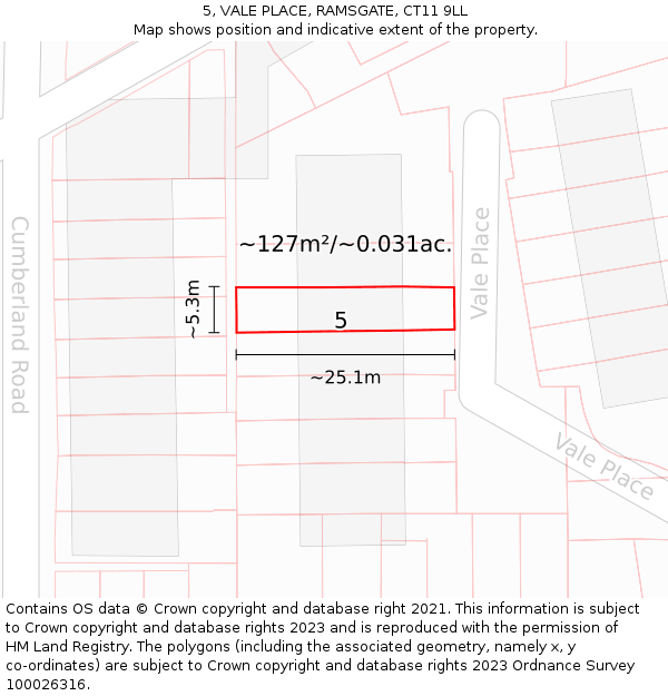 5, VALE PLACE, RAMSGATE, CT11 9LL: Plot and title map