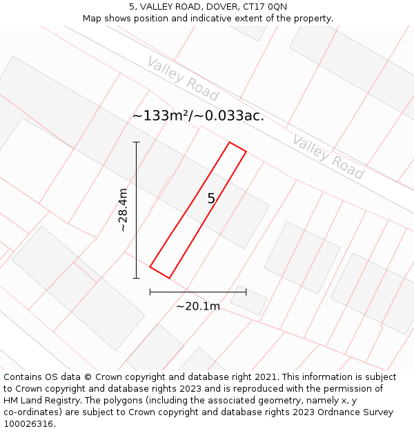 5, VALLEY ROAD, DOVER, CT17 0QN: Plot and title map