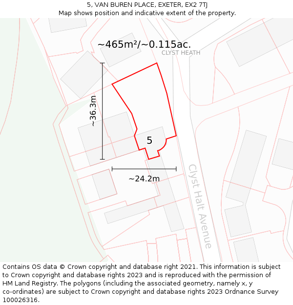 5, VAN BUREN PLACE, EXETER, EX2 7TJ: Plot and title map