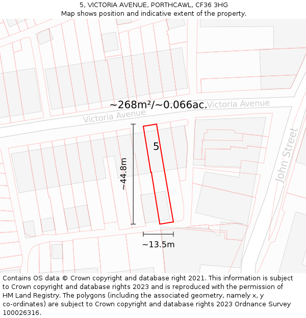 5, VICTORIA AVENUE, PORTHCAWL, CF36 3HG: Plot and title map