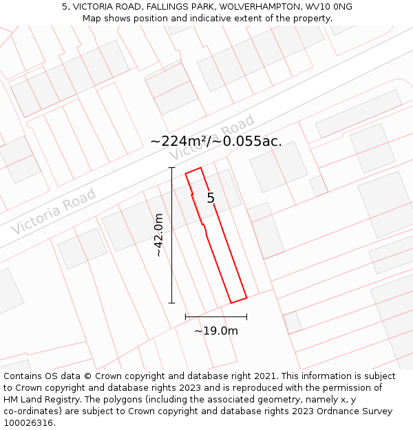 5, VICTORIA ROAD, FALLINGS PARK, WOLVERHAMPTON, WV10 0NG: Plot and title map