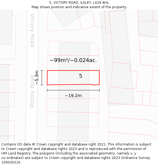 5, VICTORY ROAD, ILKLEY, LS29 8HL: Plot and title map
