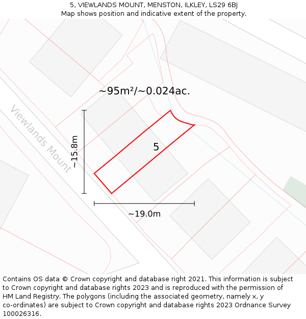 5, VIEWLANDS MOUNT, MENSTON, ILKLEY, LS29 6BJ: Plot and title map