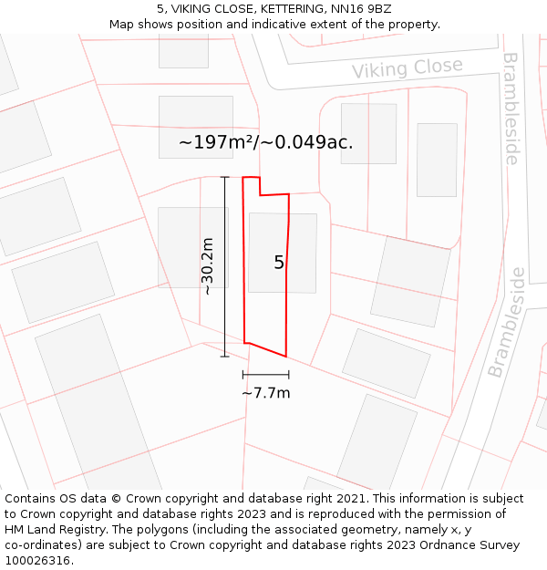 5, VIKING CLOSE, KETTERING, NN16 9BZ: Plot and title map