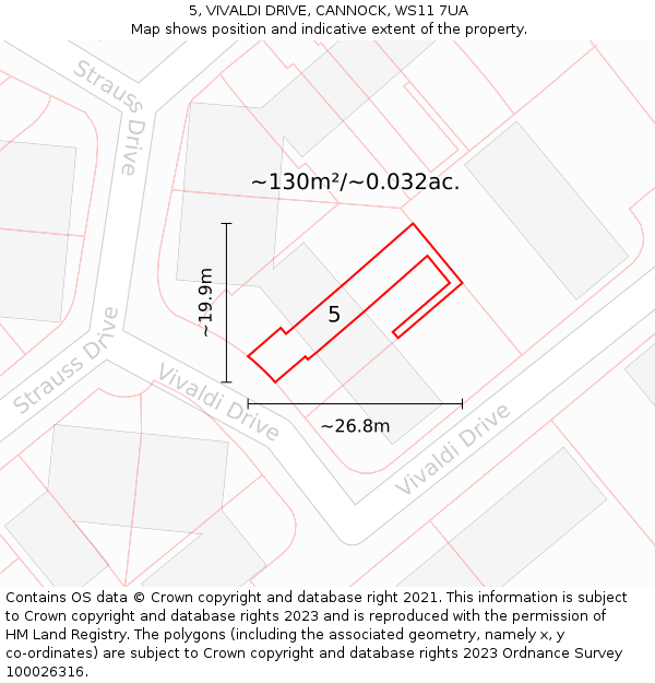 5, VIVALDI DRIVE, CANNOCK, WS11 7UA: Plot and title map
