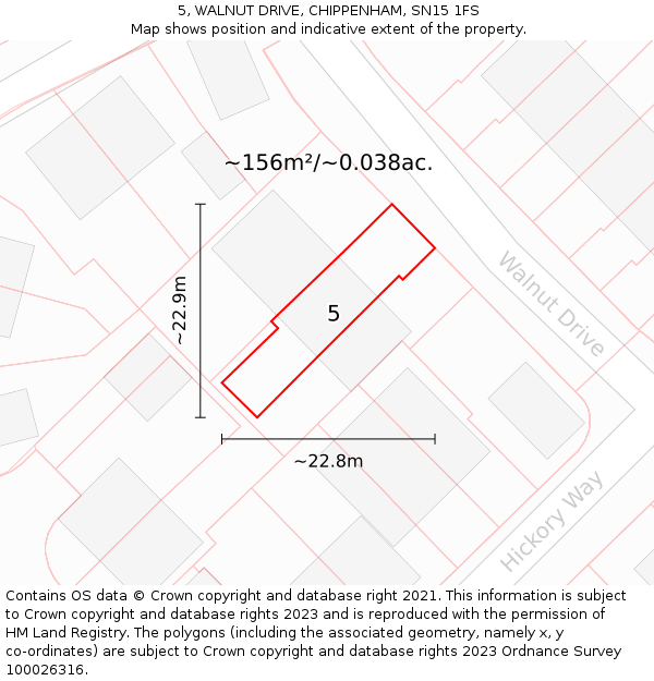5, WALNUT DRIVE, CHIPPENHAM, SN15 1FS: Plot and title map