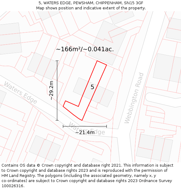 5, WATERS EDGE, PEWSHAM, CHIPPENHAM, SN15 3GF: Plot and title map