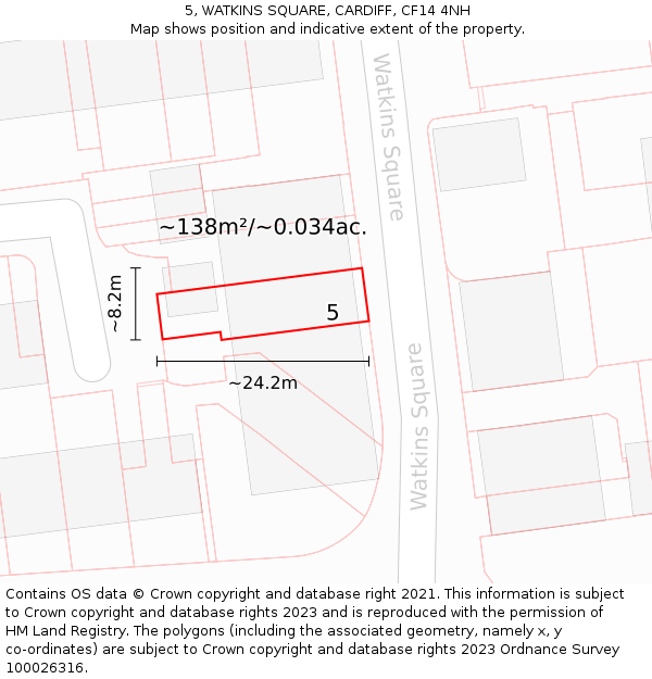 5, WATKINS SQUARE, CARDIFF, CF14 4NH: Plot and title map