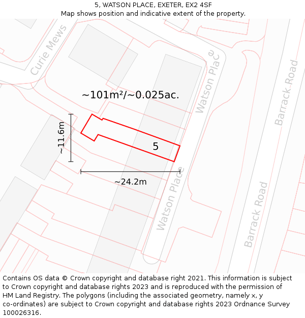 5, WATSON PLACE, EXETER, EX2 4SF: Plot and title map