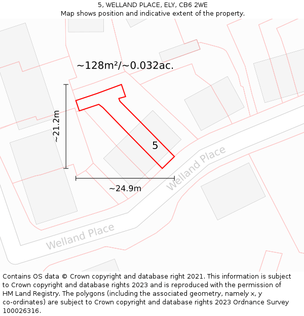 5, WELLAND PLACE, ELY, CB6 2WE: Plot and title map