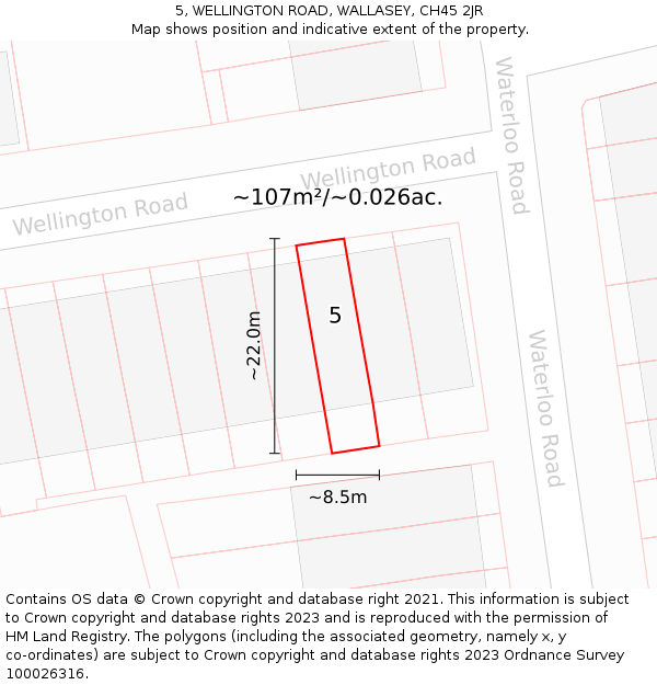 5, WELLINGTON ROAD, WALLASEY, CH45 2JR: Plot and title map