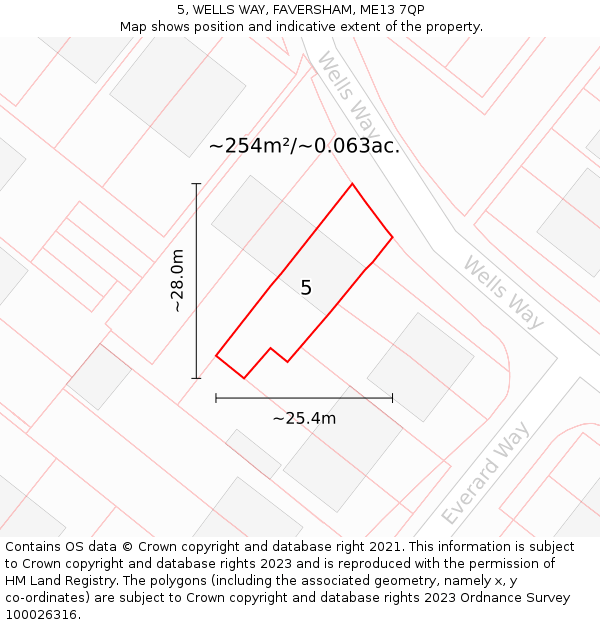 5, WELLS WAY, FAVERSHAM, ME13 7QP: Plot and title map