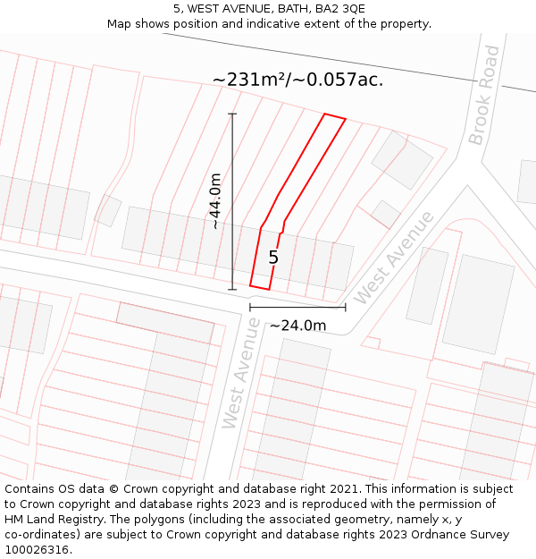 5, WEST AVENUE, BATH, BA2 3QE: Plot and title map