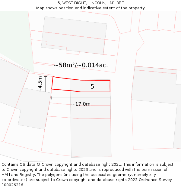 5, WEST BIGHT, LINCOLN, LN1 3BE: Plot and title map
