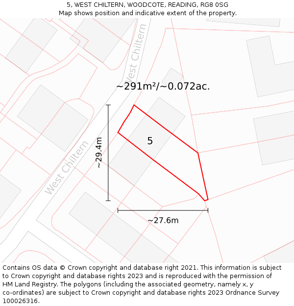 5, WEST CHILTERN, WOODCOTE, READING, RG8 0SG: Plot and title map