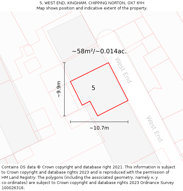 5, WEST END, KINGHAM, CHIPPING NORTON, OX7 6YH: Plot and title map