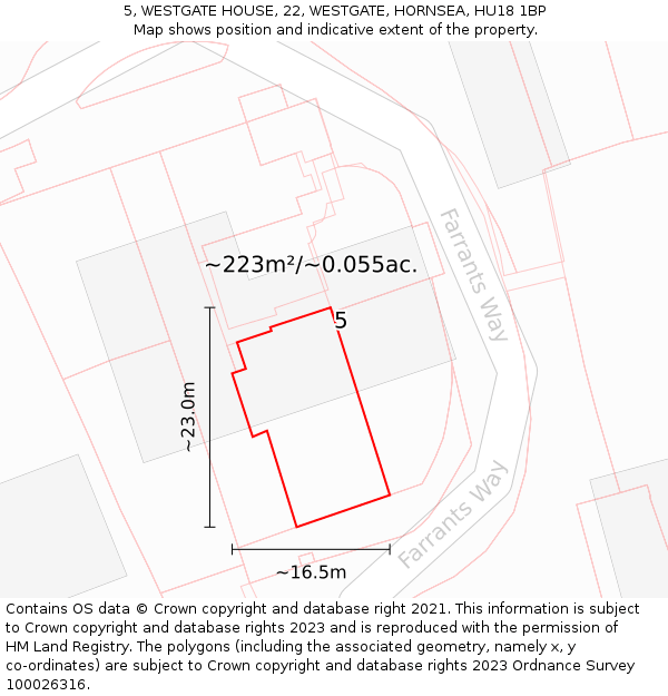5, WESTGATE HOUSE, 22, WESTGATE, HORNSEA, HU18 1BP: Plot and title map