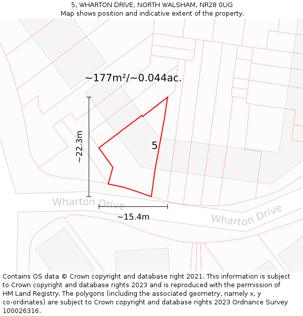 5, WHARTON DRIVE, NORTH WALSHAM, NR28 0UG: Plot and title map