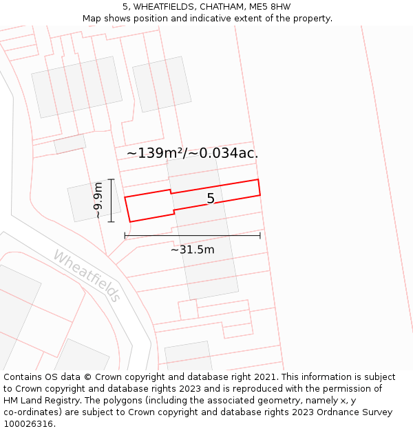 5, WHEATFIELDS, CHATHAM, ME5 8HW: Plot and title map