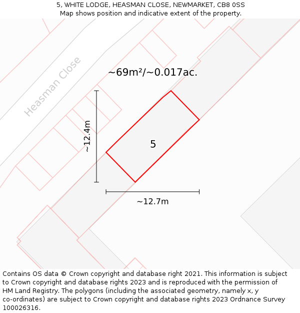5, WHITE LODGE, HEASMAN CLOSE, NEWMARKET, CB8 0SS: Plot and title map