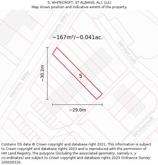 5, WHITECROFT, ST ALBANS, AL1 1UU: Plot and title map