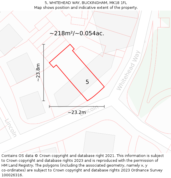 5, WHITEHEAD WAY, BUCKINGHAM, MK18 1FL: Plot and title map
