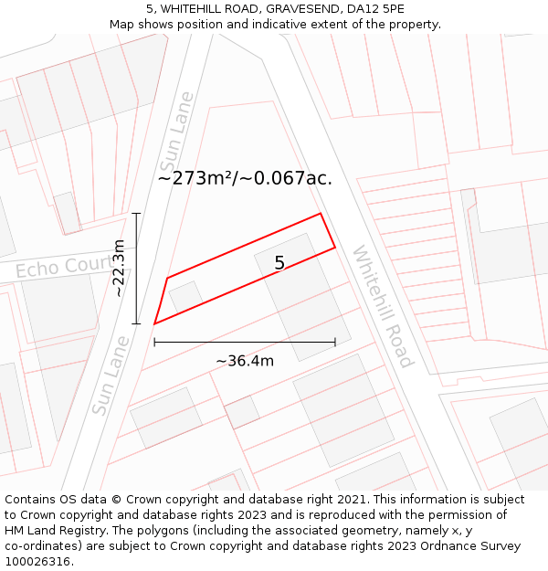 5, WHITEHILL ROAD, GRAVESEND, DA12 5PE: Plot and title map